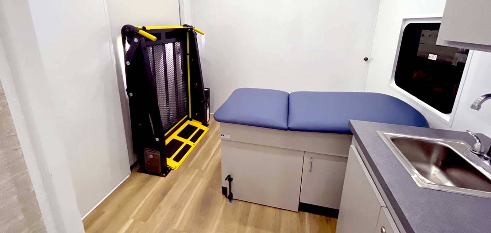 Interior of a medical box truck
